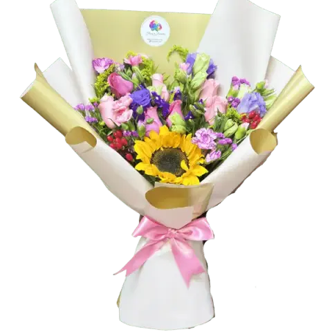 Arreglo de girasoles y rosas de nuestra florería